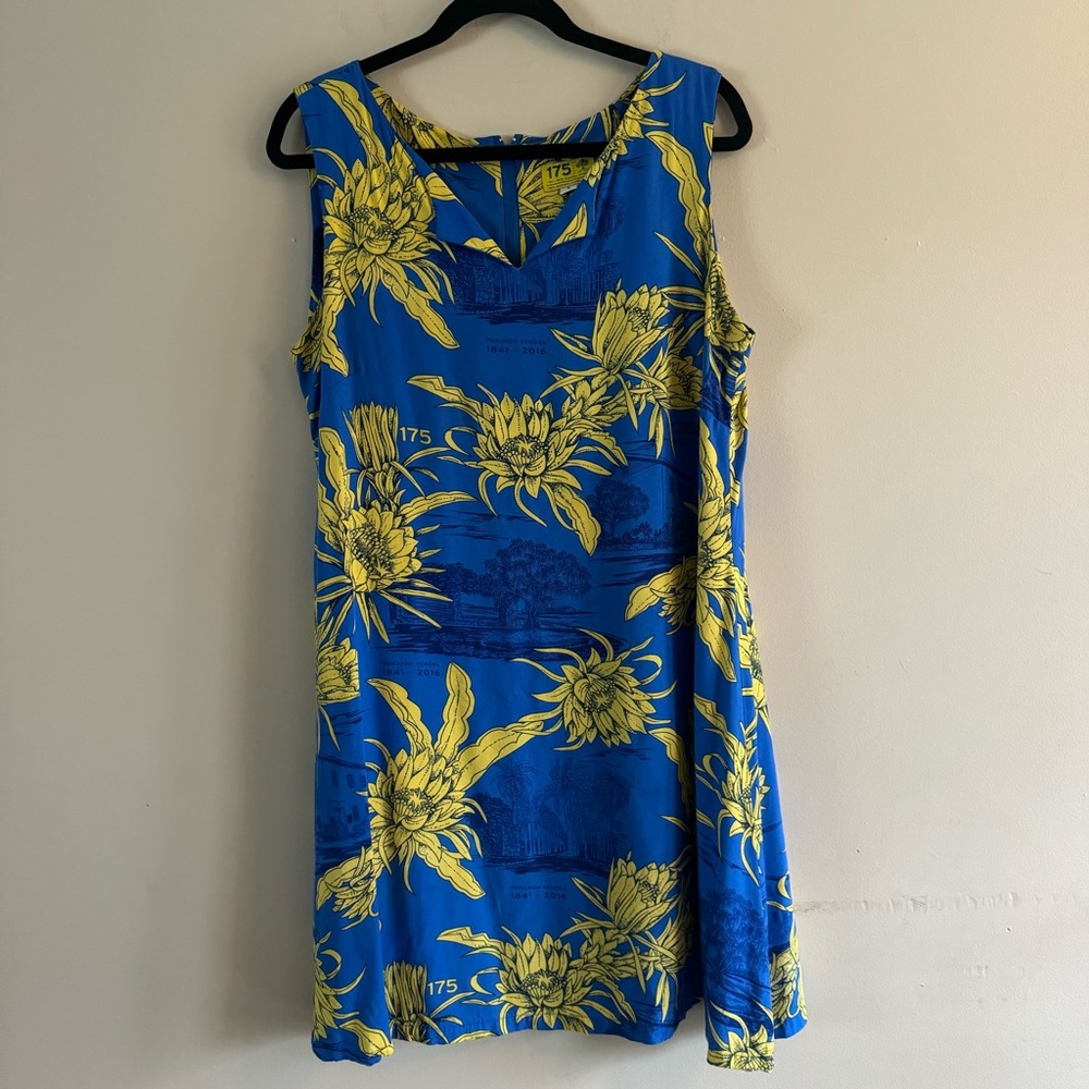 Punahou Dress Large Orchids Hawaii Alumni Blue Floral Hawaiian Women’s